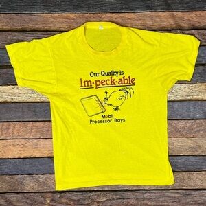 Vintage Single Stitch Yellow Screen Stars Mobile 1980s Crewneck Tshirt